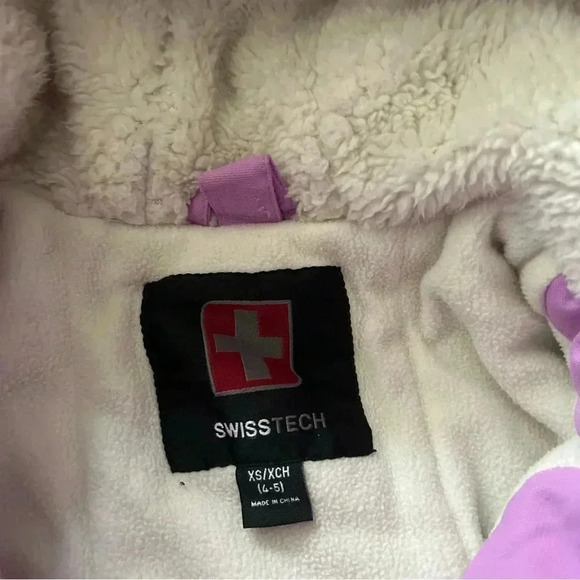Girls Swiss Tech Purple And White Jacket Coat Size XS (4-5) - Picture 4 of 4